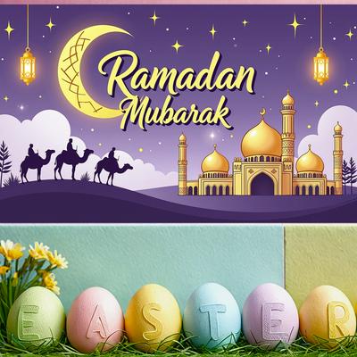 Islamic Festival Banner Easy Setup Ramadan Banner Ramadan Mubarak Polyester Material Religious Decor For Festival Decor