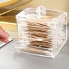 Klarer Plastik-Wattestäbchenhalter-Spender mit Doppelfunktionsdesign: Oben nachfüllbar und seitlich entnehmbar für Wattestäbchen, Badezimmer-Organizer