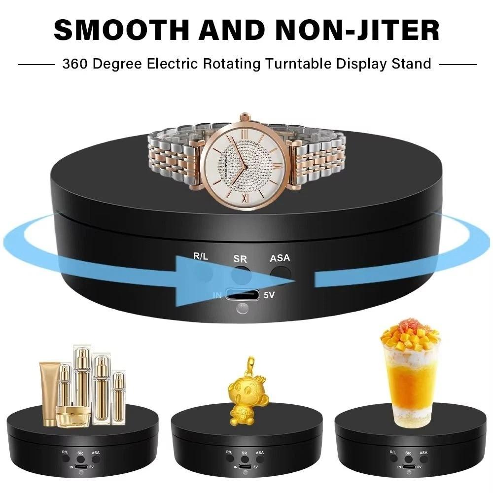 3 Speeds Jewelry Rotating Turntable Motorized 360 Degree Turntable  Photography Displays