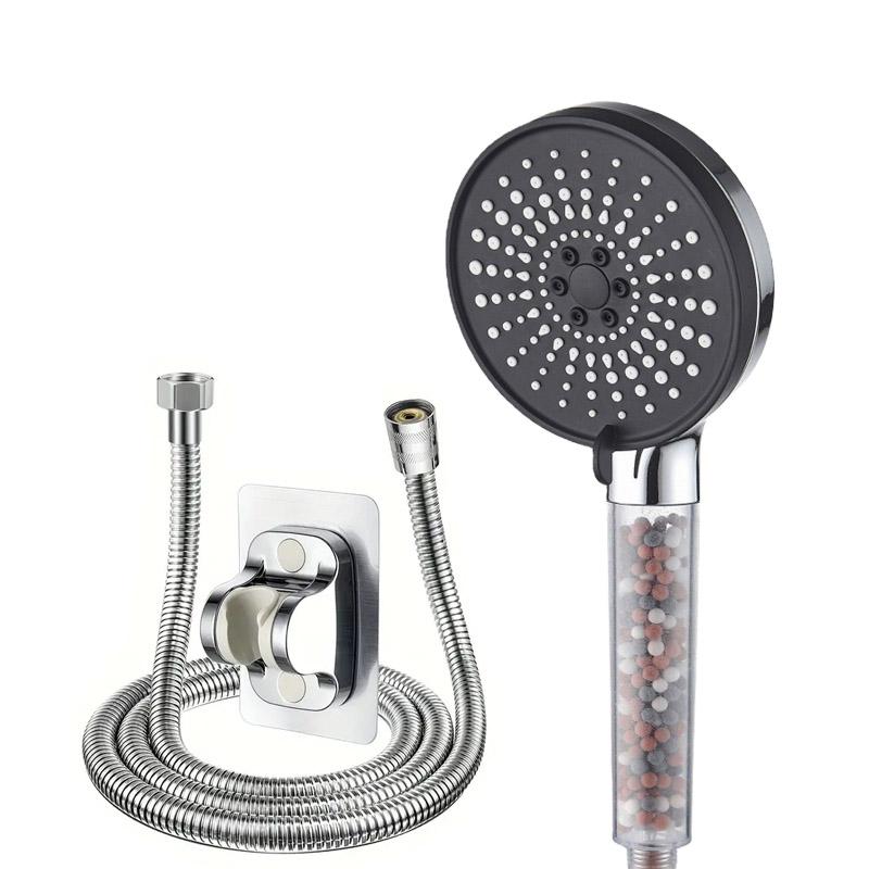 Bathroom Handheld 5-speed Adjustment Filter Booster Shower Head Negative Ion Hard Water Softening Shower Set