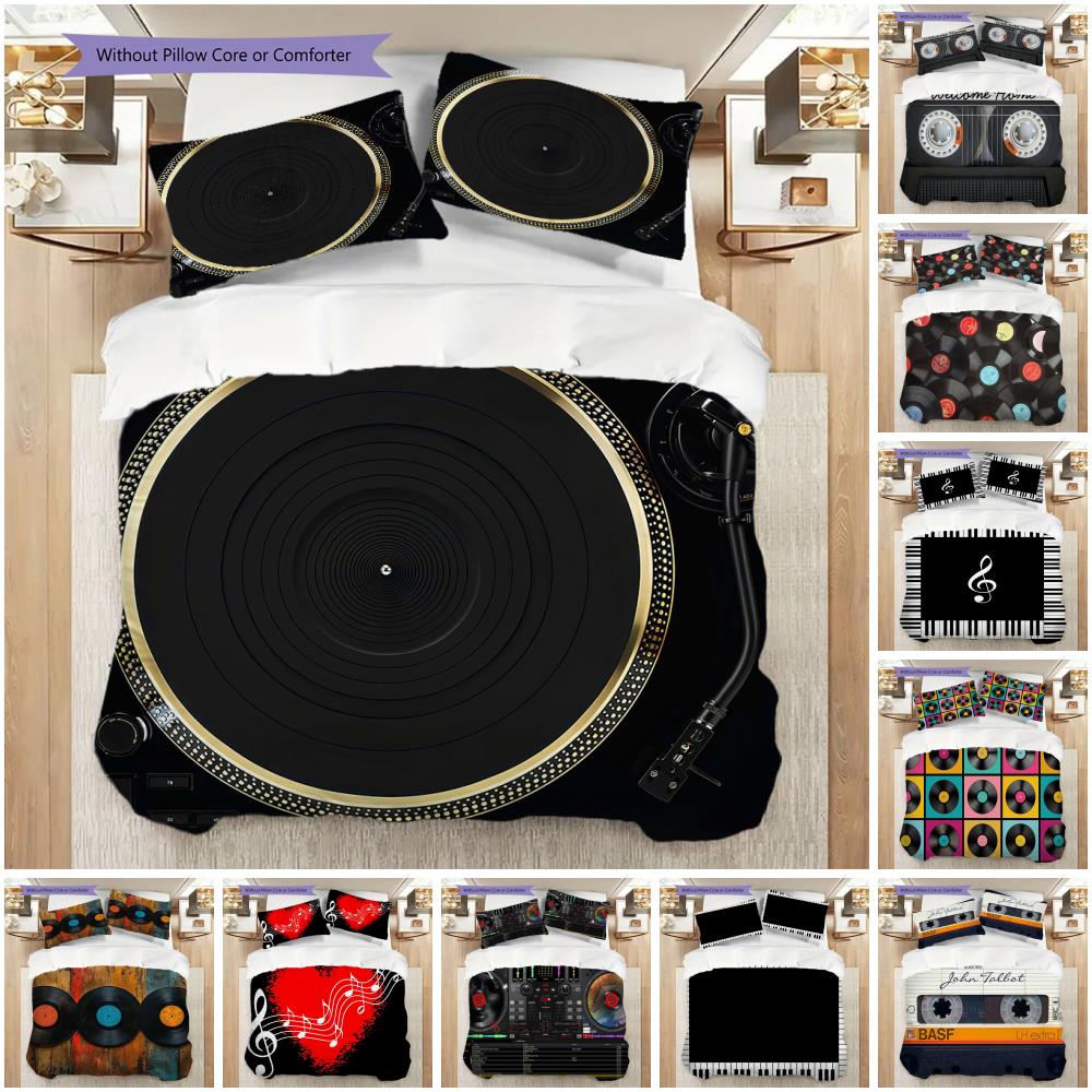 1PC Music, guitar Theme Bedding Quilt Set Quilt Cover Pillowcase Home Decoration Birthday Gift (1 * duvet cover + 2 * pillowcase, without core)