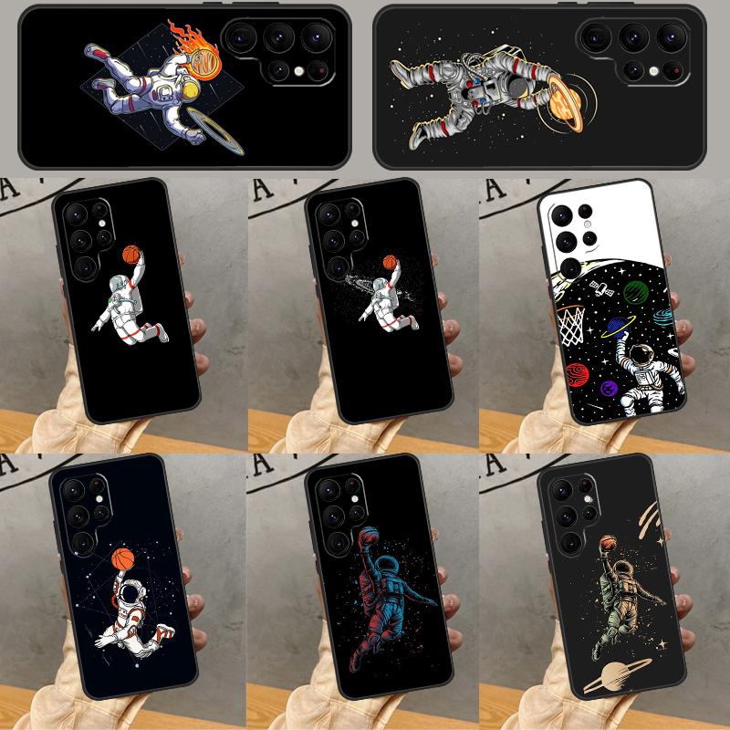 Astronaut Slam Dunk Basketball Phone Case For Samsung Galaxy S25 Ultra S23 S22 S21 Ultra S9 S10 S20 Plus S24 FE Funda Cover