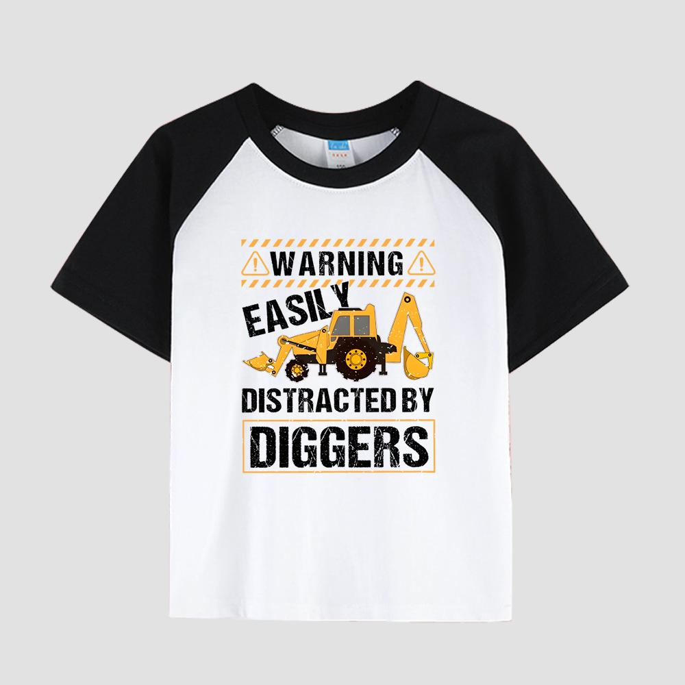 Children's Short Sleeve T-Shirt with Drop Shoulder, Round Neck, Cotton Fabric, Boy's Casual Fashion Top for Summer