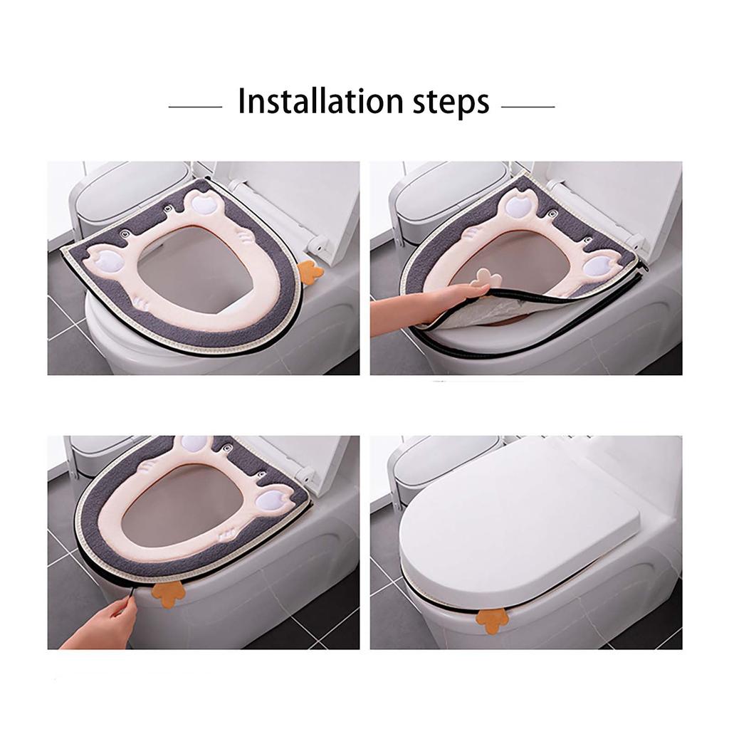 Toilet Cushion, Household Cute Toilet Cover, Seasonal Toilet, Thickened Zipper Toilet Gasket