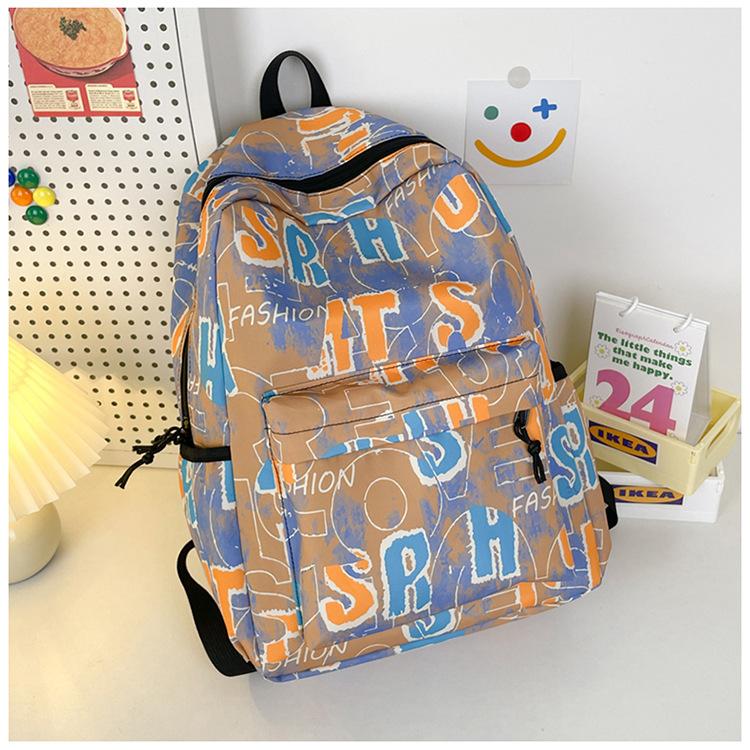 

Стиль колледжа, индивидуальность, большая вместимость, граффити, новая модная личность, тренд, легкий плечевой рюкзак для книг коричневый