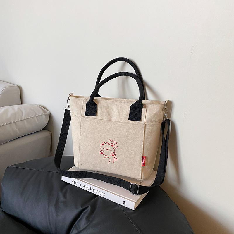 Korean Version of Contrasting Color Handbag New Niche Cute Printed Shoulder Bag Fashionable Trendy Casual Crossbody Bag