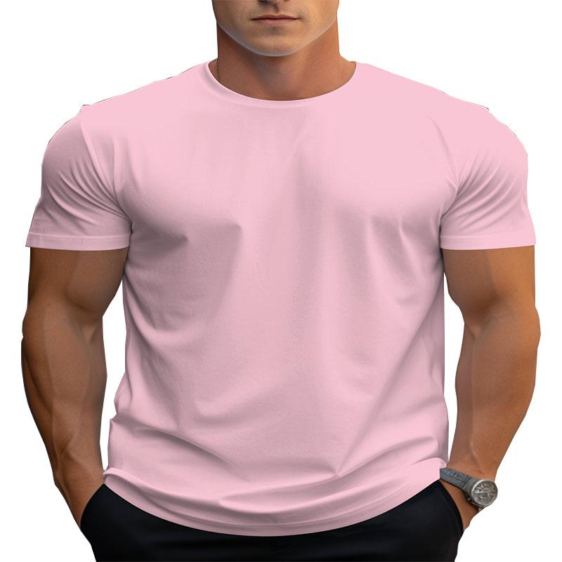 Summer Outdoor Solid Color Polyester Fiber Men's Round Neck Short Sleeved Fashionable Casual Regular Edition T-shirt