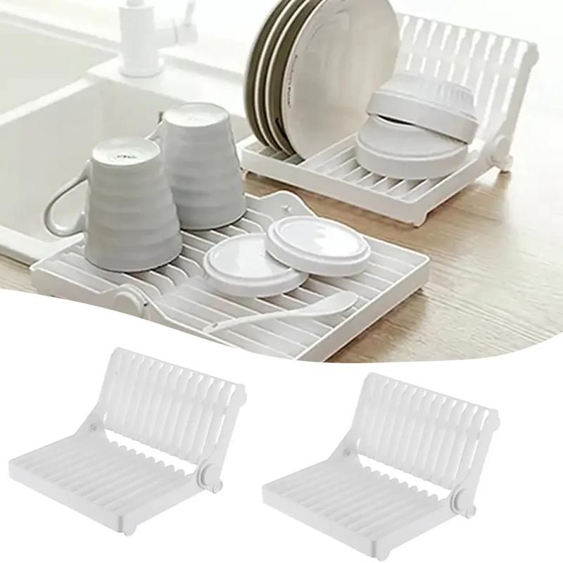 Drip Shelf Plate Rack Organizer Useful Foldable Kitchen White Plastic Dish Rack Tools Kitchen Drainer Rack