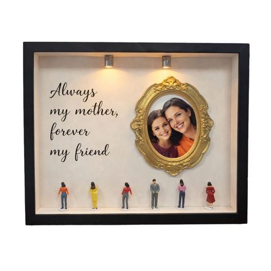 

DIY Mini Museum Silhouette Box Personalized Photo Memory Display Case with Gold Frames Figurines Shadow Box Frame Kit with Light Gift D