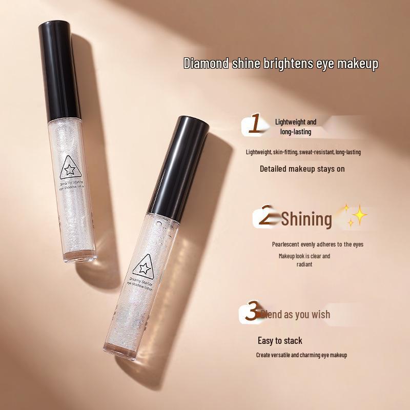 Gemon Star Diamond Liquid Eyeshadow: Fine Shimmer Highlighter with Glitter for Brightening and Pearlescent Under-eye Glow.