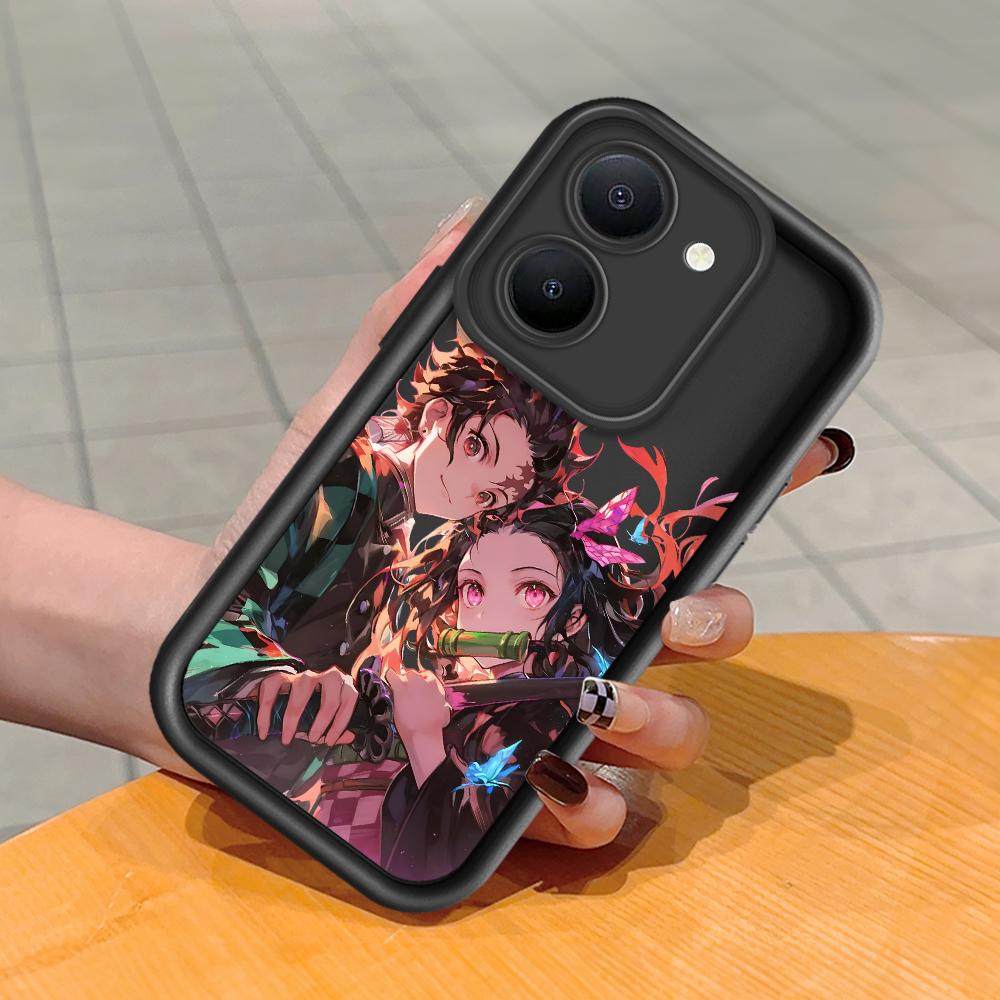 Soft Silicone Square Ladder Printing Pattern Phone Casing Full Cover Camera Shockproof Protection Rubber Case for Vivo