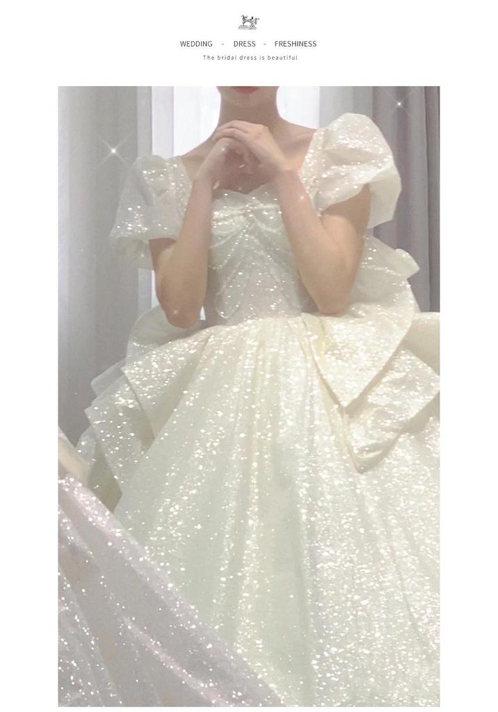 2025 French Retro Summer Wedding Dress: High-Quality Plus Size Bridal Gown with Light Train & Embroidery D93