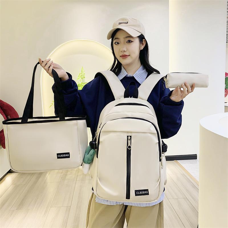 TS JYL laptop bag,New Wholesale 3 Sets School Bag Primary Junior Light Solid Simple Bag