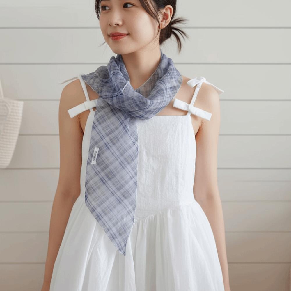 Printed Plaid Pattern Long Silk Scarf Cravat Long Ribbon Scarves Flower Scarf  Scarf Accessories