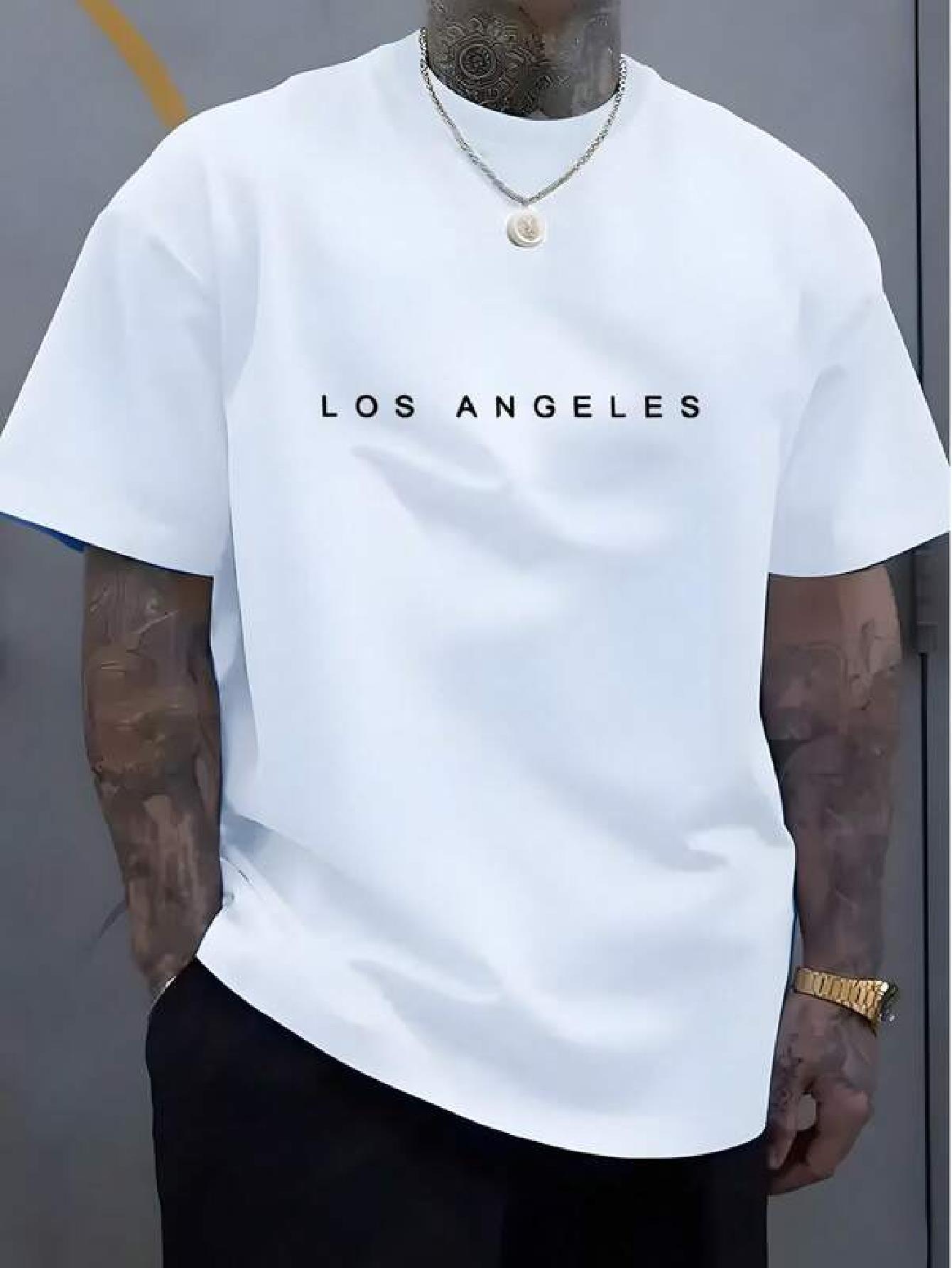 Customizable Los Angeles Graphic T-shirt - White Crew Neck Tee with Bold BLACK Lettering S