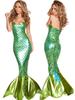 Abito da Sera da Sirenetta Principessa Senza Spalline con Paillettes per Adulti - Costume di Halloween