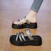 Thick-soled heightening outer wear casual beach slippers women's summer 2025 new two-wear sandals one-word sandals versatile explosion