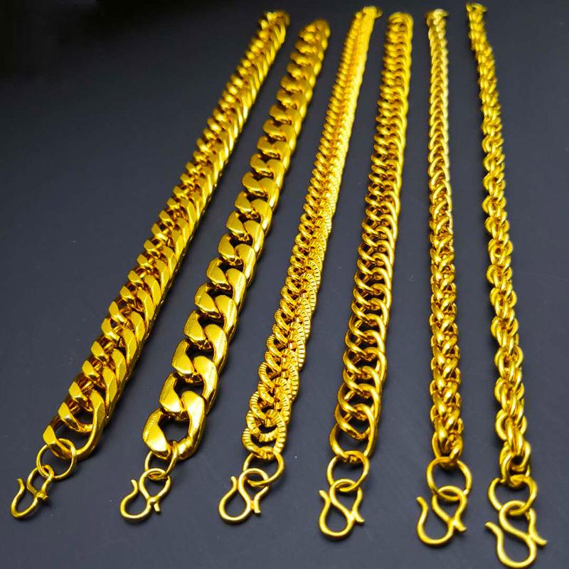 Alloy Gold Plated Bracelet Imitation Gold Snake Bone Chain Twisted Chain Hip Hop Punk Bracelet