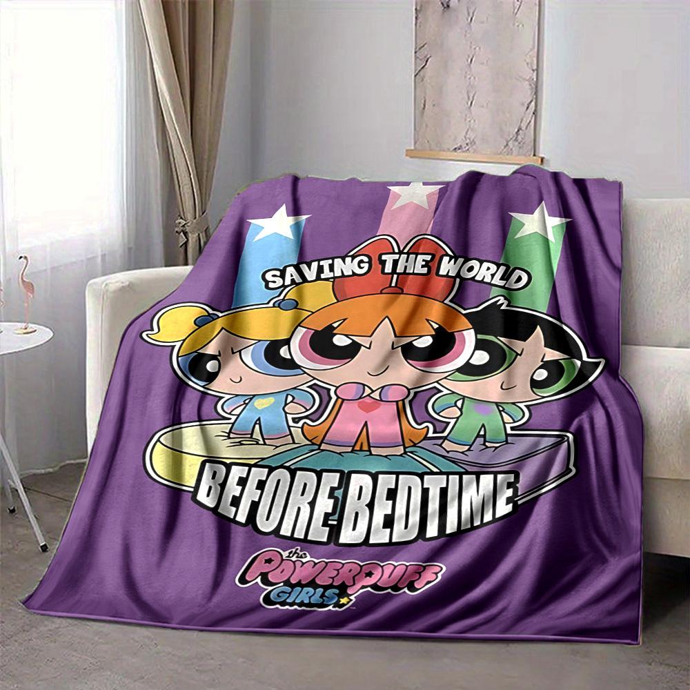 1pc Powerpuff Girls Cozy Print Blanket - Lightweight Warm Flannel Throw 80x120cm