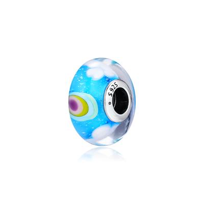 Fits Europe Bracelet 925 Sterling Silver Iridescent Rainbow Murano Glass Charms Beads for Jewelry Making Berloque