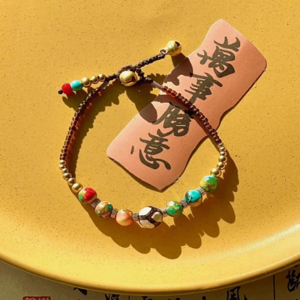 Tibetan Ancient Method Woven Braided Bracelet Nepal Coco Exotic Bell Women Bracelet Bohemian Hand Rope Bracelet Handmade Crafts