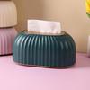 Elegant Striped Desktop Tissue Box with Spring-Loaded Lift for Hotel or Living Room