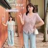 Fat Mm Design Short-sleeved Front Shoulder T-shirt Women's Summer New Large-size Pinch Pleated V-neck Temperament Top 212377