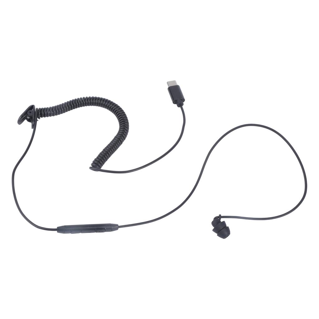 אוזניית צד בודד עם כבל USB-C מתכוונן באורך 75-150 ס"מ, כפתור ניהול מוזיקה לסמארטפונים, מחשבים וטאבלטים