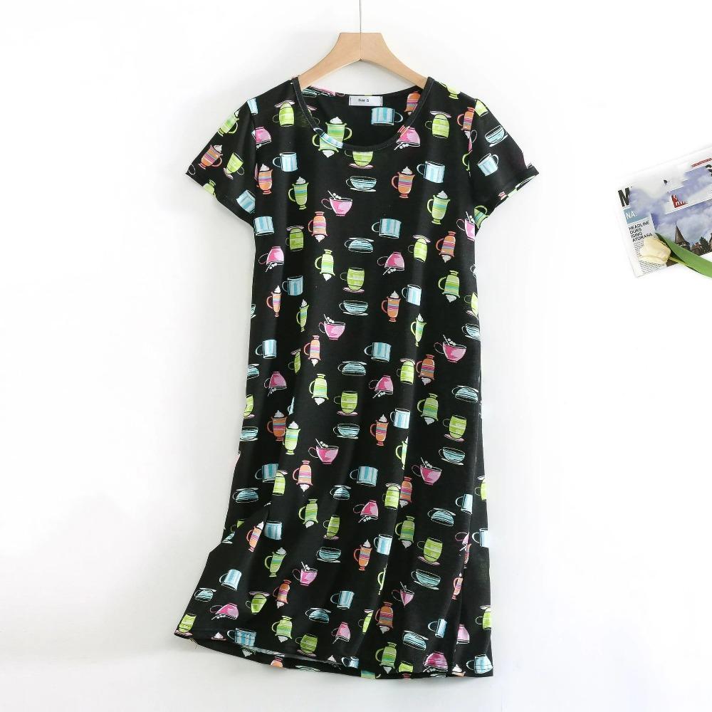 Fashion Casual Women Nightdress Short Sleeve Dresses Loose Fit Nightwear Home Clothes Nightie Loungewear Dresses