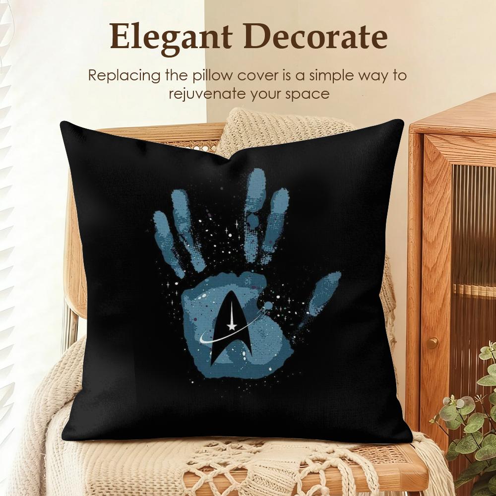 Movie SStar TTrek Cushion Cover Natural Linen Organic Fabric DoubleSided Printing Sofa Home Decor Gift Pillow Case