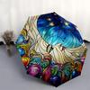 1pc Stained Glass Moon Starry Sky Auto Open Close Umbrella, Portable Tri-Fold Design with 8-Bone Iron Frame, Outdoor, Gift for Fans, Travelers, Daily