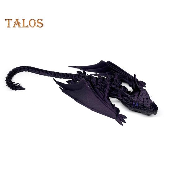 

3D-печатный крылатый дракон, гибкий шарнирный дракон с крыльями, игрушка-дракон для домашнего офиса, декор для стола, снятие стресса темно-фиолетового