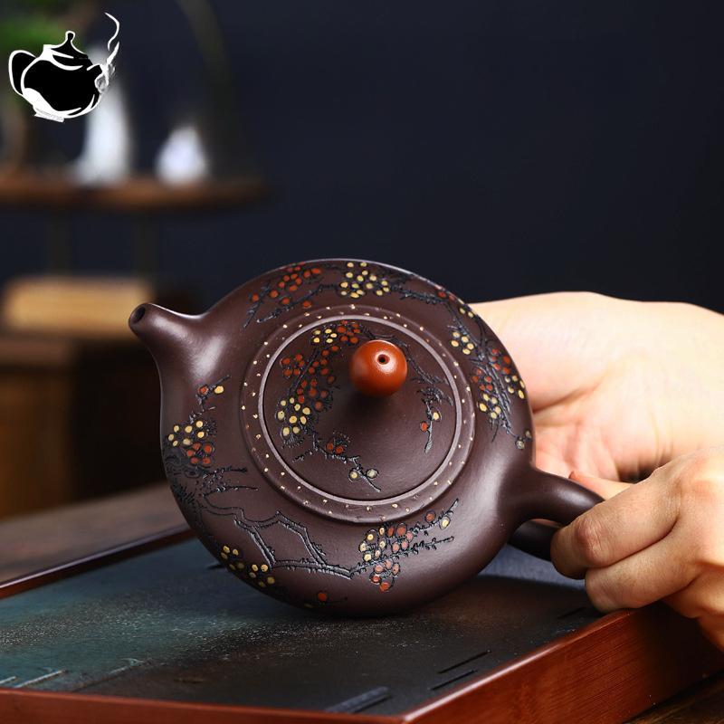 Yixing handmade purple clay pot old purple clay good luck kungfu tea set Chinese teapot 270ml
