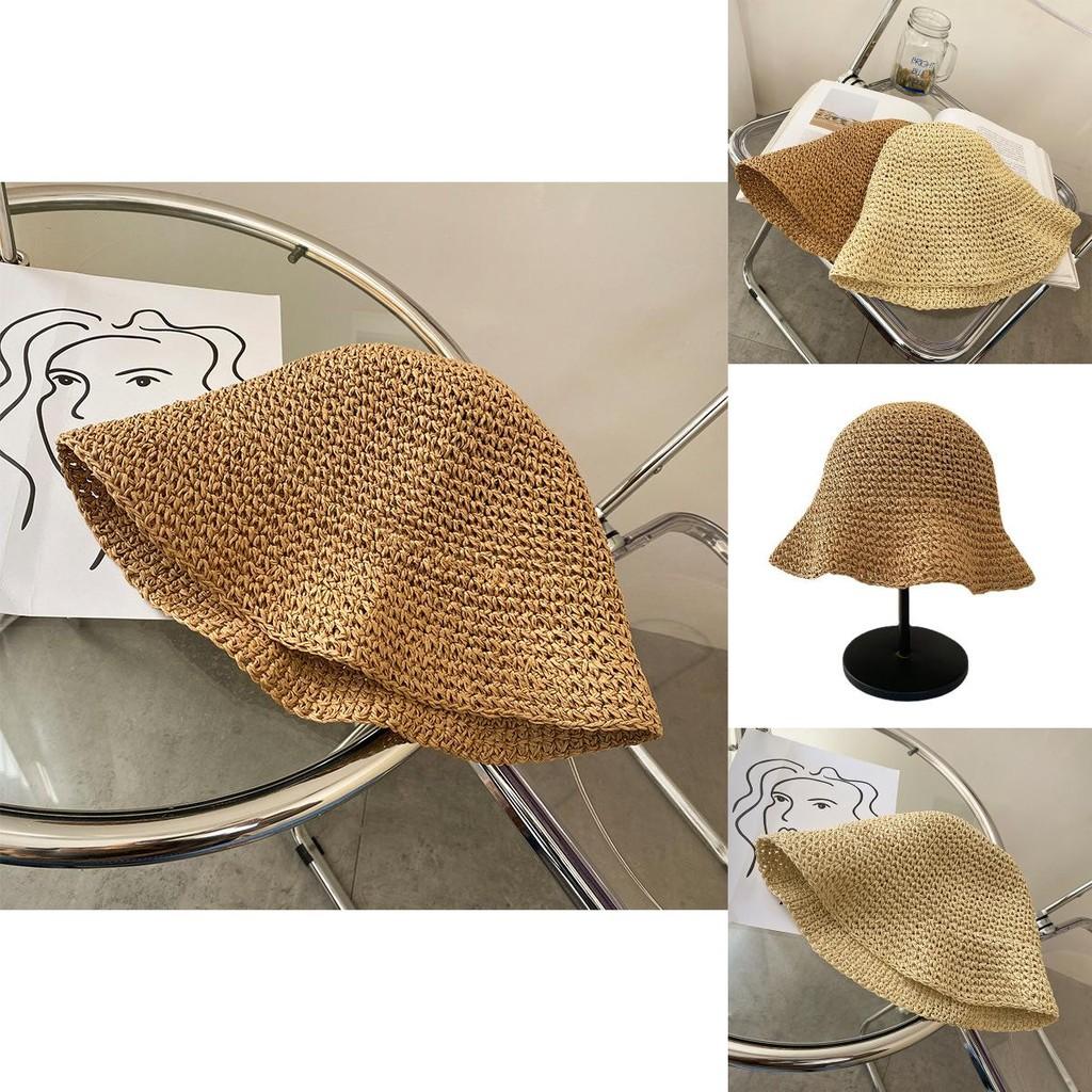 Chic Women's Foldable Straw Hat Breathable Beach Sun Hat For Summer Spring