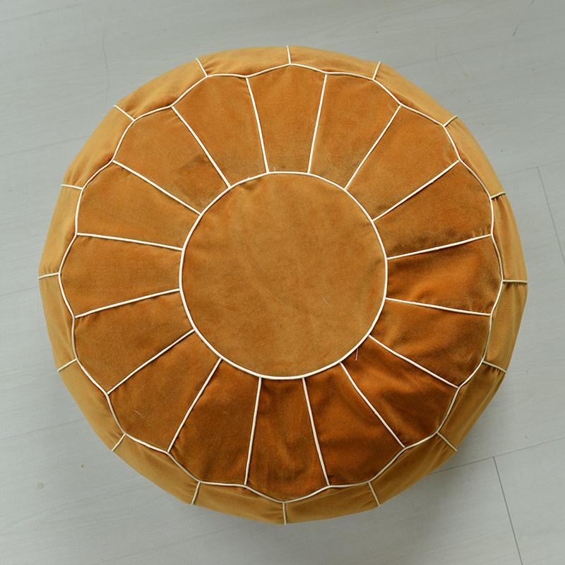 Velvet Moroccan Pouf 50cm Embroider Craft Japanese Style Creative Futon Tatami Ottoman Footstool Unstuffed Cushion (No Filling)