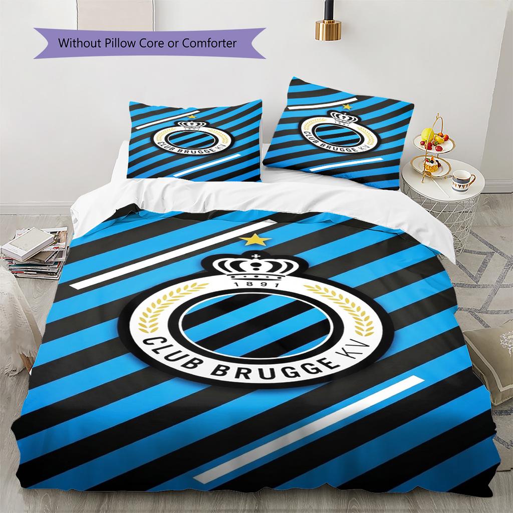 Club Brugge Pattern Bedding Set Quilt Cover Pillowcase Home Decor Gift (1 * Duvet Cover + 2 * Pillowcase, Without Core)