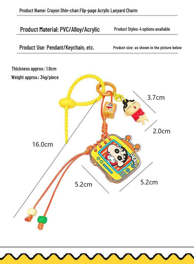Crayon Shin-chan Acrylic Flip-Over Keychain Pendant for Couples and Best Friends
