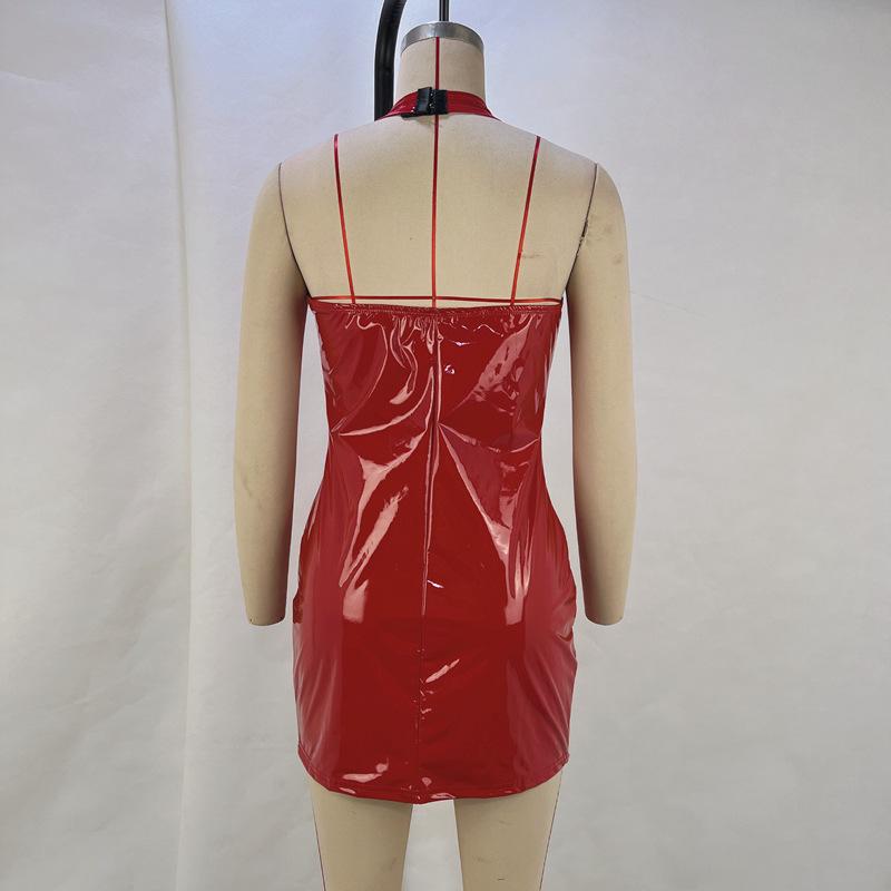 Women's Casual Hanging Neck V-Neck Waisted Hip Dresses