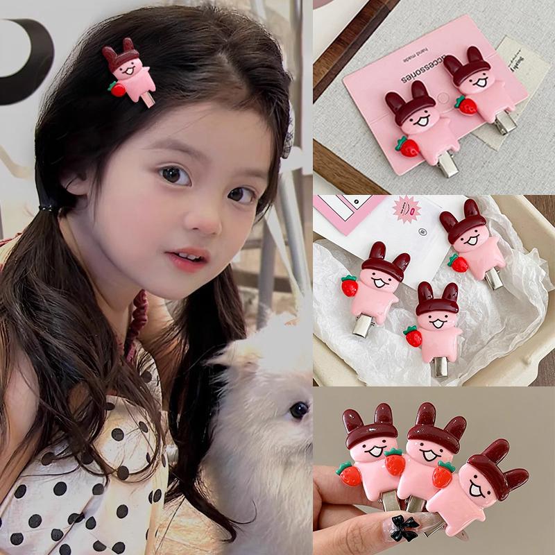 2Pcs Cute Cartoon Rabbit Hair Side Clip Bunny Bangs Edge Hairpins Girls Sweet Hair Styling Tools Decoration Tools Gifts