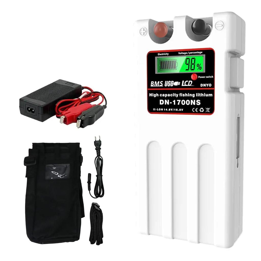 Electric Reel Charger and Cover Set 10400mAh Panasonic Cell @NSS Daiwa/Shimano (3-Piece Set) 14.8V (White)