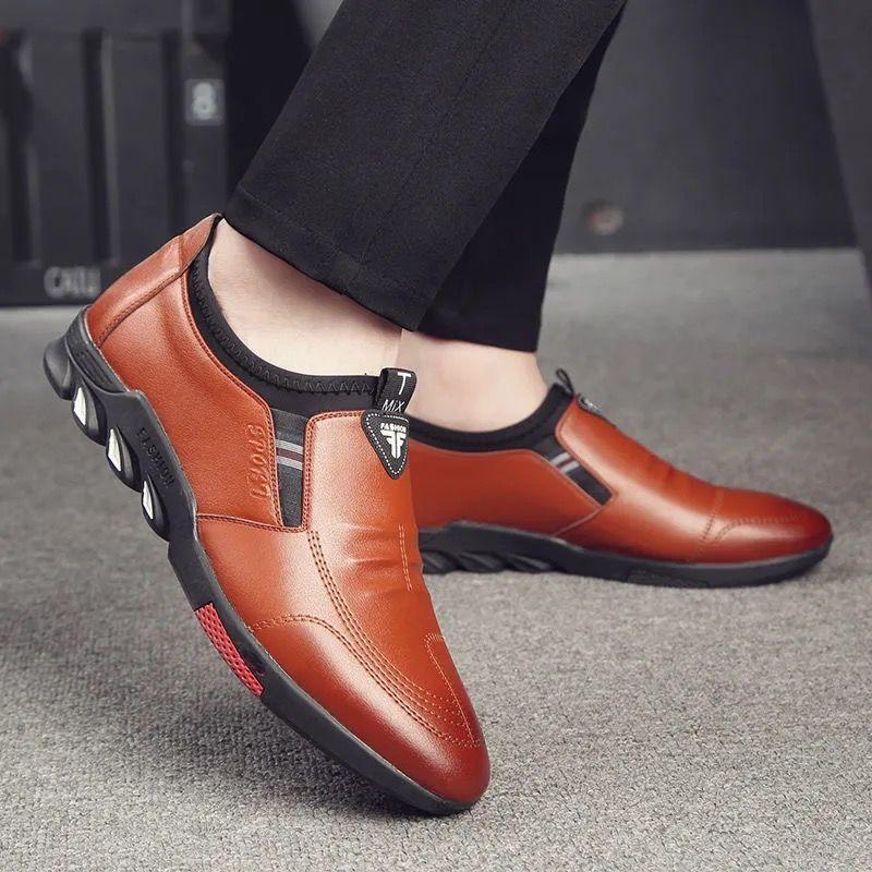 fashion Casual Men Leather Shoes Spring Autumn Walking Breahtable Sneakers Man Luxury Brand Formal Footwear Lace-up Zapatos De Hombre
