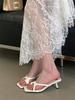 Eilyken Women Slippers Fashion Square Square Clip Toe Thin Low Heels Party Sandals Summer Slide Ladies Shoes