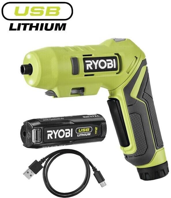 Mini Screwdriver Ryobi USB-Lithium Battery Angled Screwdriver RSDP4-120G 4V (5133005958)