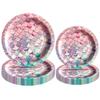 Mermaid-Themed Birthday Party Tableware Set: Disposable Tablecloth, Cups, Napkins, Plates.