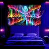 VIKAMA Cyber Fantasy Neon Rainbow Waterfall Moonnight Landscape Tapestry Bedhead Esports Room Wall Decoration Tapestry