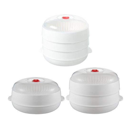 Microwave Vegetable Steamer Food Grade Transparent Plastic Cookware Reusable Kitchen Cooking Steamer for Dumplings Vegetables