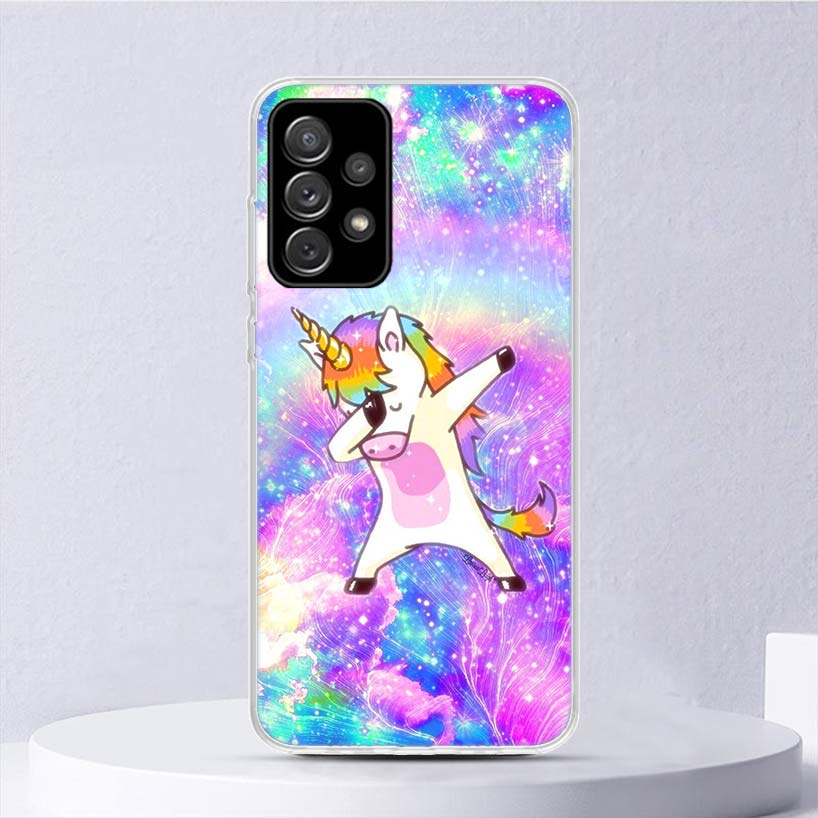 Pink Unicorn Rainbow Soft Case For Samsung Galaxy A15 A14 A13 A12 A55 A54 A53 A52 Phone Cover A35 A32 A33 A25 A23 A22 A05S A04S