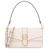 Greenwich Gold Round Metal Design Cow Leather Shoulder Bag Medium Women's Light Cream