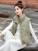 Down Cotton Clothes Vest Women's Autumn and Winter New Loose Cotton Vest Stand-up Collar Solid Color Cotton Clothes Vest Jacket