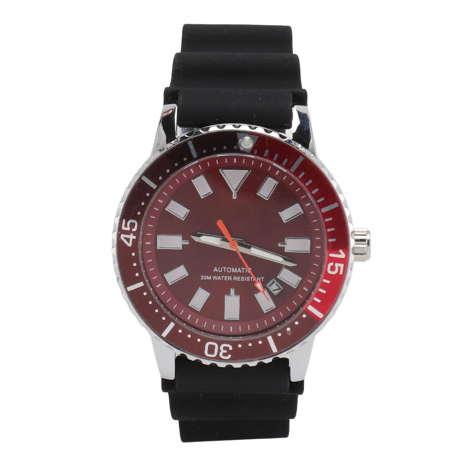 

Мужские часы-хронограф с вращающимся безелем, автоматическим заводом, автоматическим механизмом, водонепроницаемые, роскошные, с большим циферблатом красный